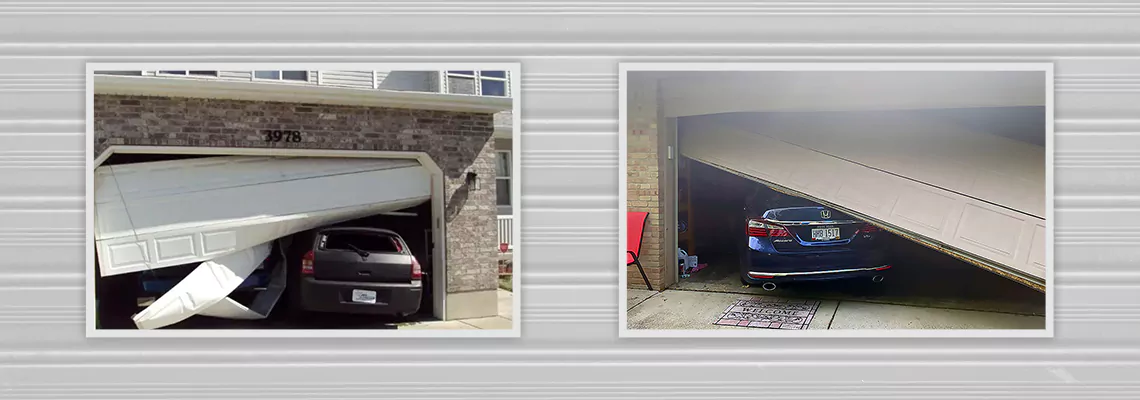 Repair Commercial Garage Door Got Hit By A Car in Naperville, Illinois